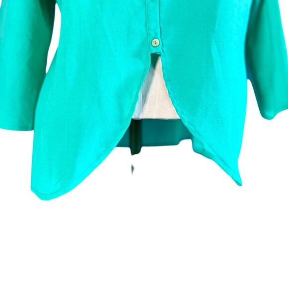 Womens Top Size Medium Teal Professional Flowy Back Button Office Siren Everyday - Picture 5 of 8